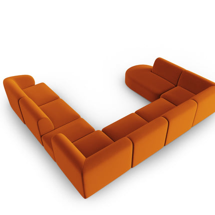 Modular panoramic corner sofa velvet, Shane, 8 seats - Terracotta