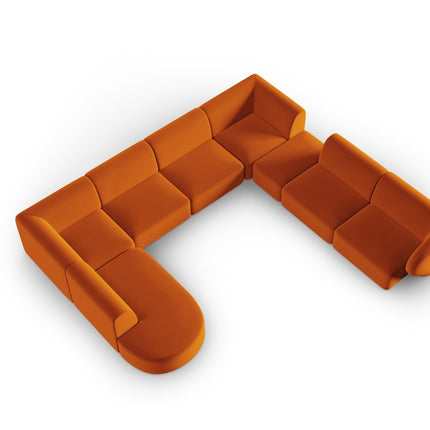 Modulaire panoramische hoekbank fluweel,  Shane,  8 zitplaatsen - Terracotta
