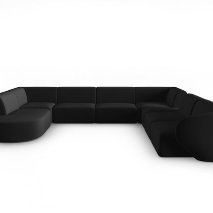 Modular panoramic corner sofa velvet, Shane, 8 seats - Black