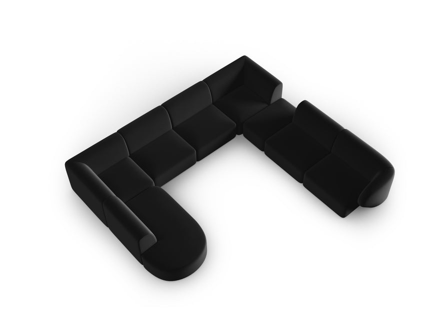 Modular panoramic corner sofa velvet, Shane, 8 seats - Black