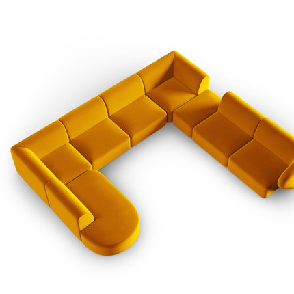 Modular panoramic corner sofa velvet, Shane, 8 seats - Yellow