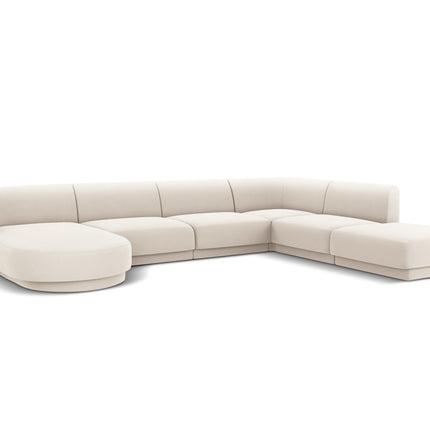 Panoramic corner sofa right velvet, Miley, 6 seats - Light beige