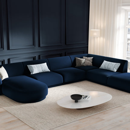 Panoramic corner sofa right velvet, Miley, 6 seats - Royal blue