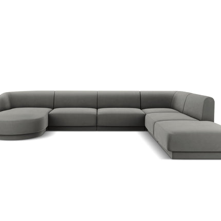Panoramic corner sofa right velvet, Miley, 6 seats - Light gray