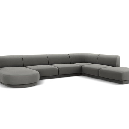 Panoramic corner sofa right velvet, Miley, 6 seats - Light gray