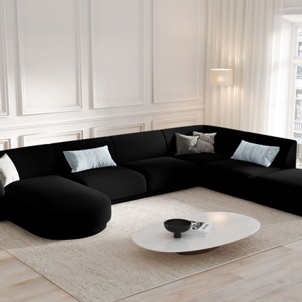 Panoramic corner sofa right velvet, Miley, 6 seats - Black