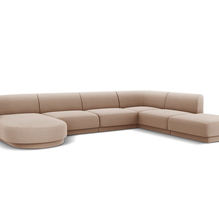 Panoramic corner sofa right velvet, Miley, 6 seats - Beige