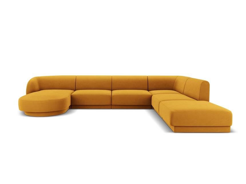 Panoramic corner sofa right velvet, Miley, 6 seats - Yellow