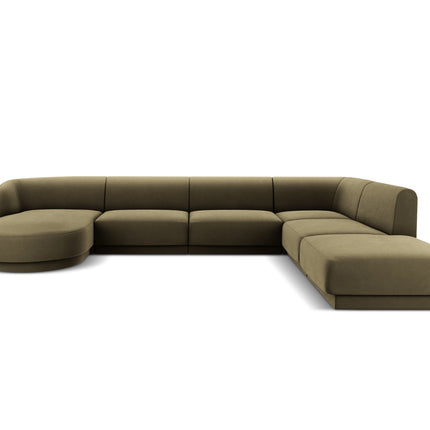 Panoramic corner sofa right velvet, Miley, 6 seats - Green