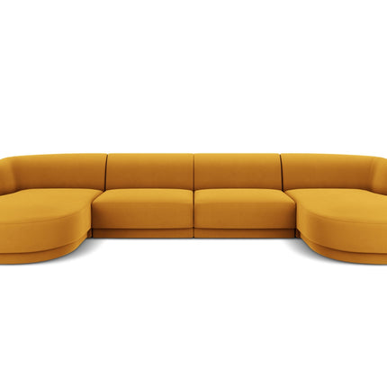 Velvet panoramic sofa, Miley, 5 seats - Yellow