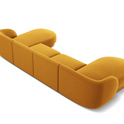 Velvet panoramic sofa, Miley, 5 seats - Yellow