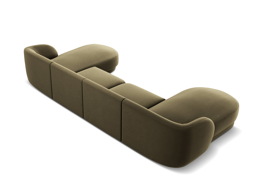 Velvet panoramic sofa, Miley, 5 seats - Green