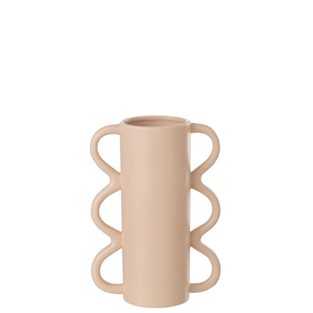 J-Line vase Wavy Handle Dolomite - ceramic - pink - small