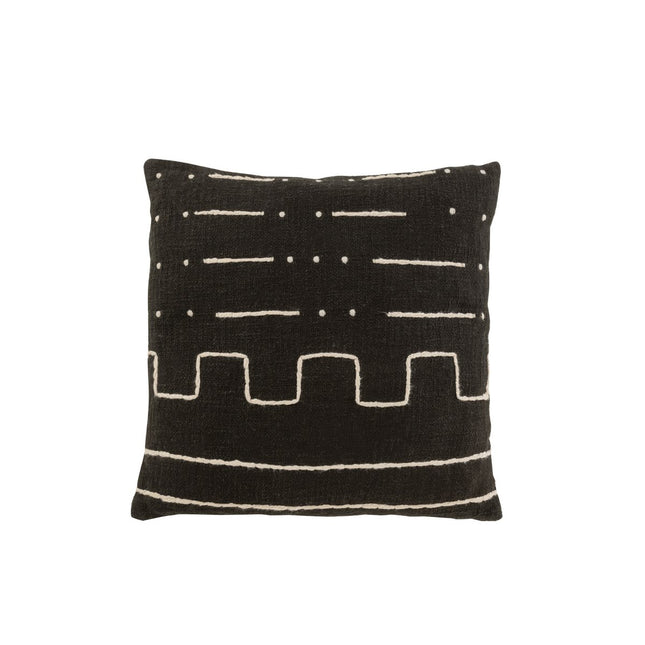 J-Line Cushion Graphic Drawing 1 - cotton - black