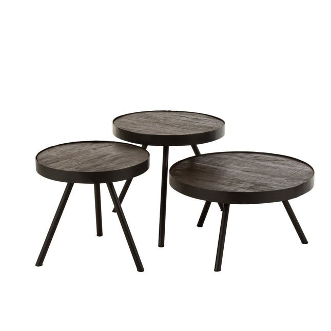 J-Line side table Fien Low - wood/iron - dark brown/black