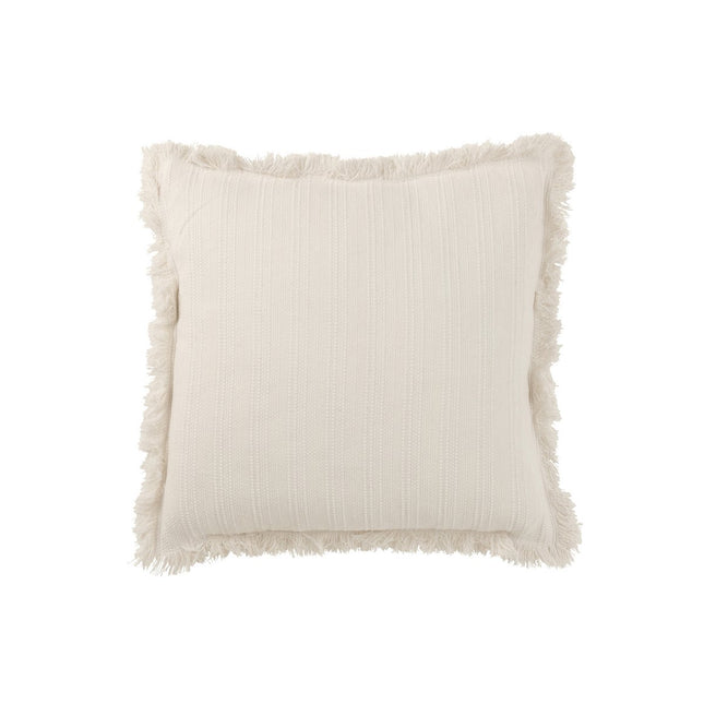 J-Line Cushion Frayed Edges - cotton - white