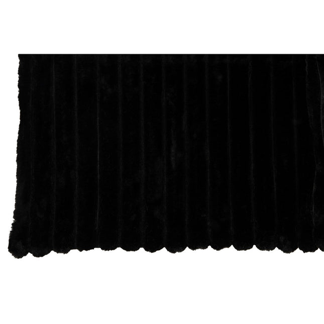 J-Line Plaid corduroy - polyester - black - 180 x 130 cm