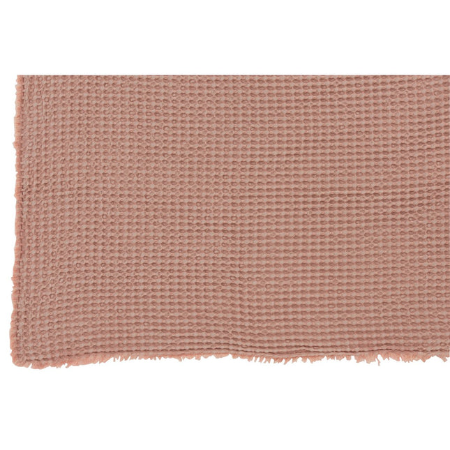 J-Line Plaid waffle pattern - cotton - light pink - 180 x 140 cm