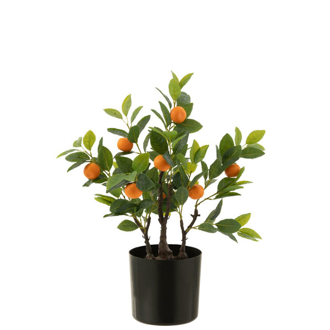 J-Line sinaasappelboom in pot - kunststof - oranje/groen - small