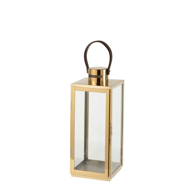 J-Line Lantern Square Metal/Glass Gold