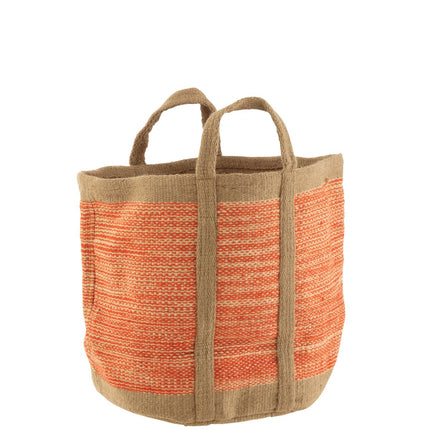 J-Line basket Round With Handles - jute - natural/orange