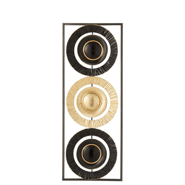 J-Line wanddecoratie 3 Cirkels - metaal - zwart/goud