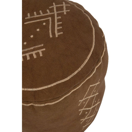 J-Line pouffe Cylinder Ethnic Patterns - cotton - brown