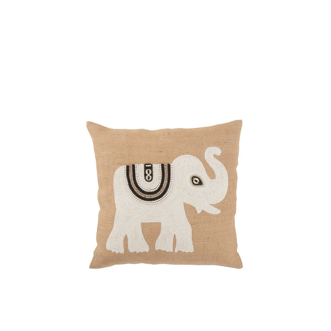 J-Line Cushion Elephant - textile - natural/white - small