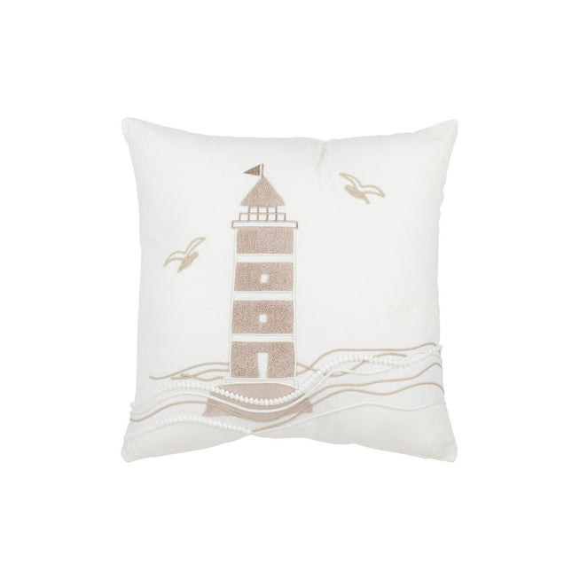 J-Line Cushion Lighthouse - cotton - white/taupe