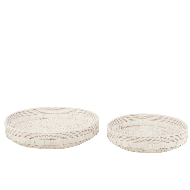 J-Line set of 2 bowls Round - rattan - white