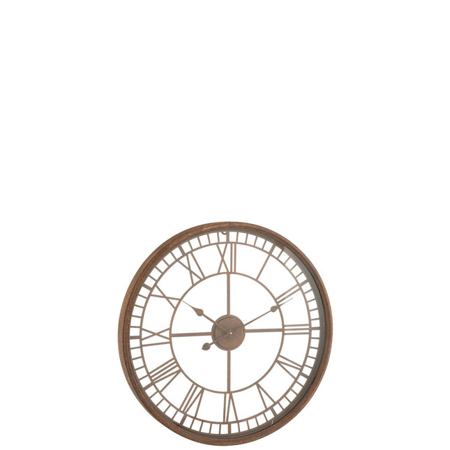 J-Line Roman Numerals clock - metal/glass - rust - Ø 67 cm