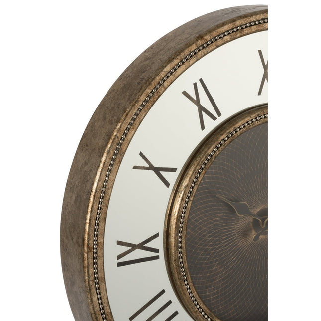 J-Line Roman Numerals clock - wood - gold - Ø 47 cm - LED - S
