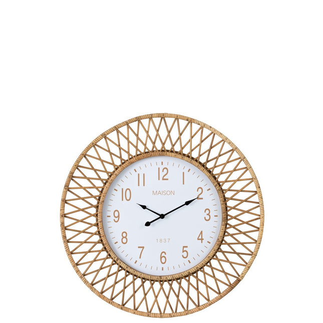 J-Line wall clock Wonder - rattan/plywood - natural/white - large