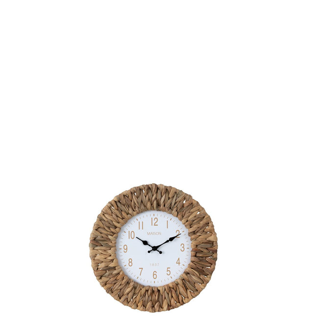 J-Line wall clock Flower - water hyacinth/metal - natural/white - small
