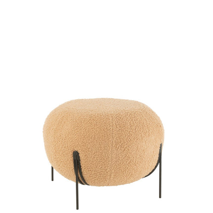 J-Line stool Round - velvet - camel