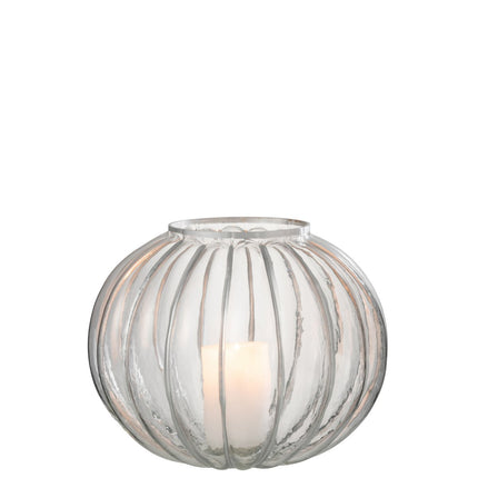J-Line lantern Ball Stripe - glass - transparent/silver - large