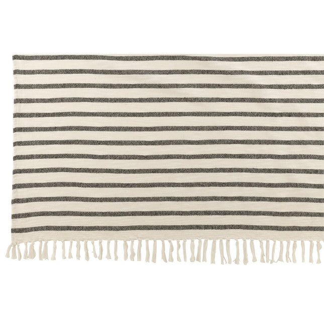 J-Line Plaid strips - cotton - white/black - 187 x 130 cm