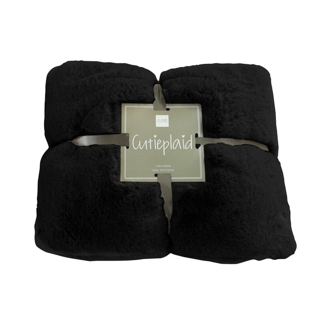 J-Line Plaid Cutie - Fleece Blanket - Polyester - 180x130 cm - Black