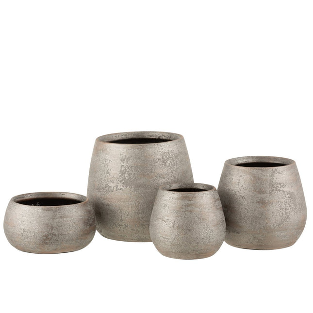 J-Line flower pot Uneven Rough - ceramic - silver - large - Ø 23.00 cm