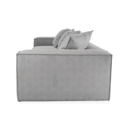Van Morris L-shaped sofa L/R, concrete gray, exclusive corduroy from the Belgian company BRUTEX