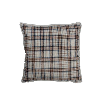 J-Line Cushion Diamond Square - polyester - brown/white