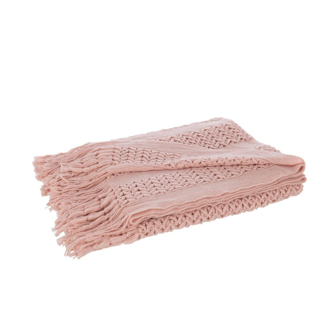 J-Line Plaid knitted - polyester - light pink - 160 x 130 cm