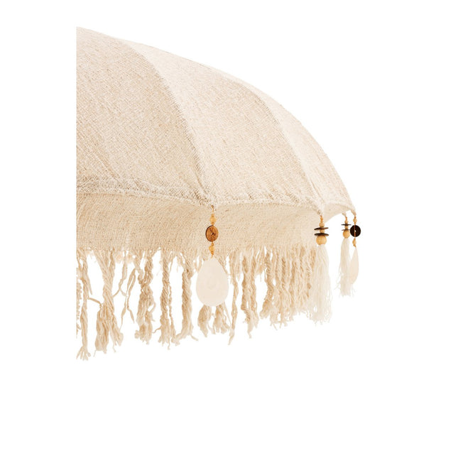 J-Line parasol Kwastjes/Schelpen - hout - beige/donkerbruin - L