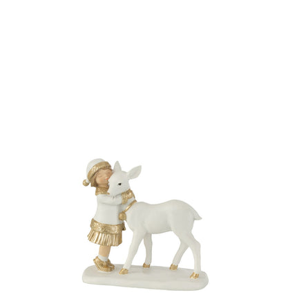 J-Line Child With Reindeer Poly White/Gold