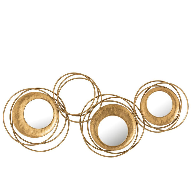 J-Line wanddecoratie Circles - ijzer/glas - goud