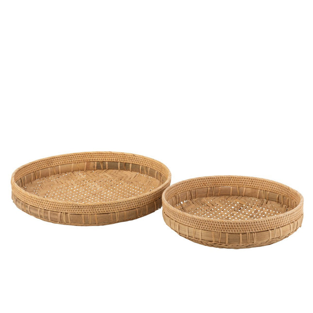 J-Line set of 2 bowls Round - rattan - natural
