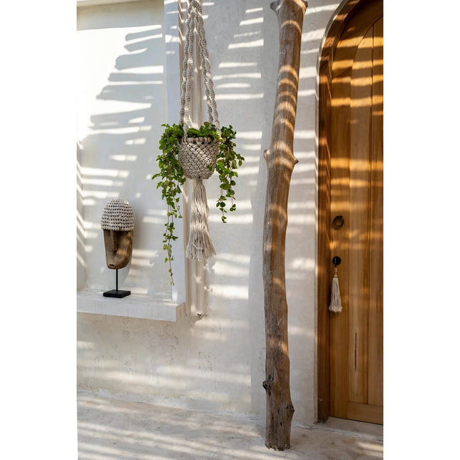 The Twisted Macramé Plant Holder - Natural White - L