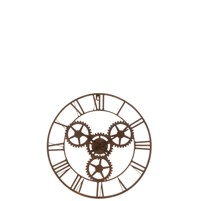 J-Line Roman Numerals Wheel clock - metal - rust - Ø 60 cm