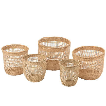 J-Line Set of 5 Baskets Oasis Seagrass Light Natural