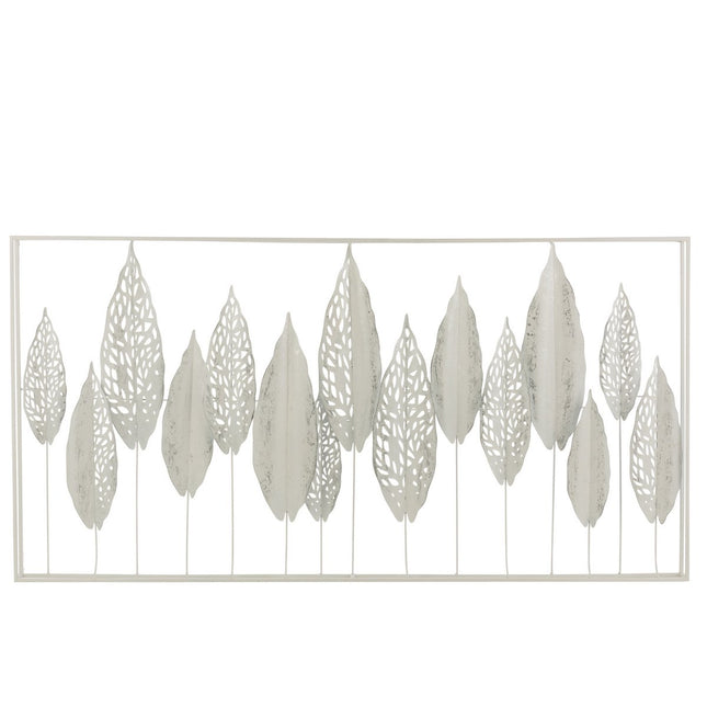 J-Line wanddecoratie Bladeren - metaal - wit